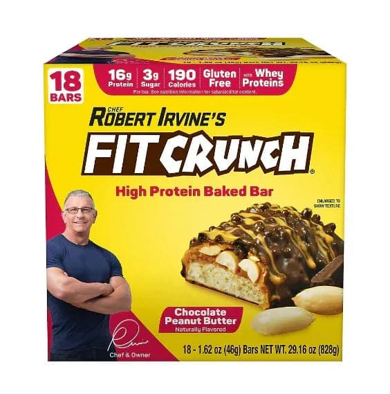 FITCRUNCH Chocolate Peanut Butter Protein Bars, 16g Protein, 18 ct.
