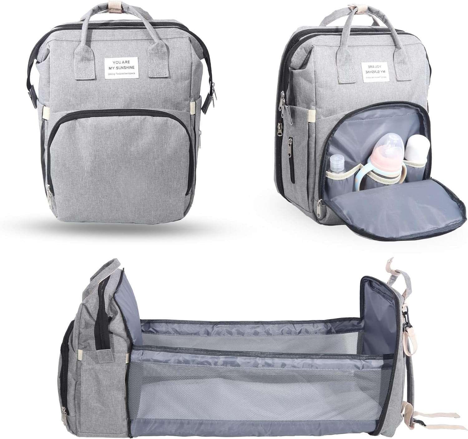 Hafmall Waterproof Diaper Bag Backpack with Changing Pad, Gray