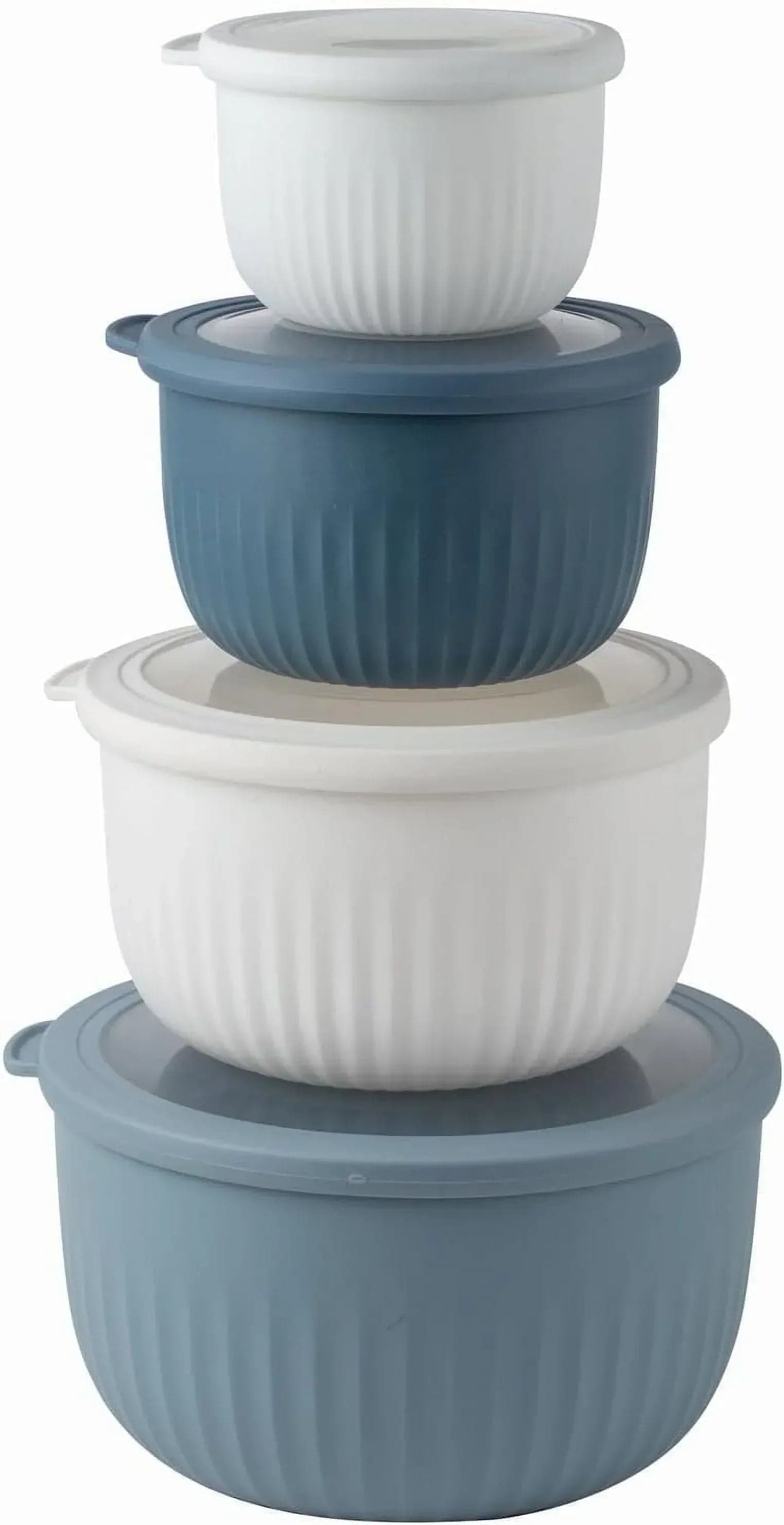 Cook With Color Meal Prep Containers, Wide Mixing Bowls, Food Storage Containers with Lids, 8-Piece Set
