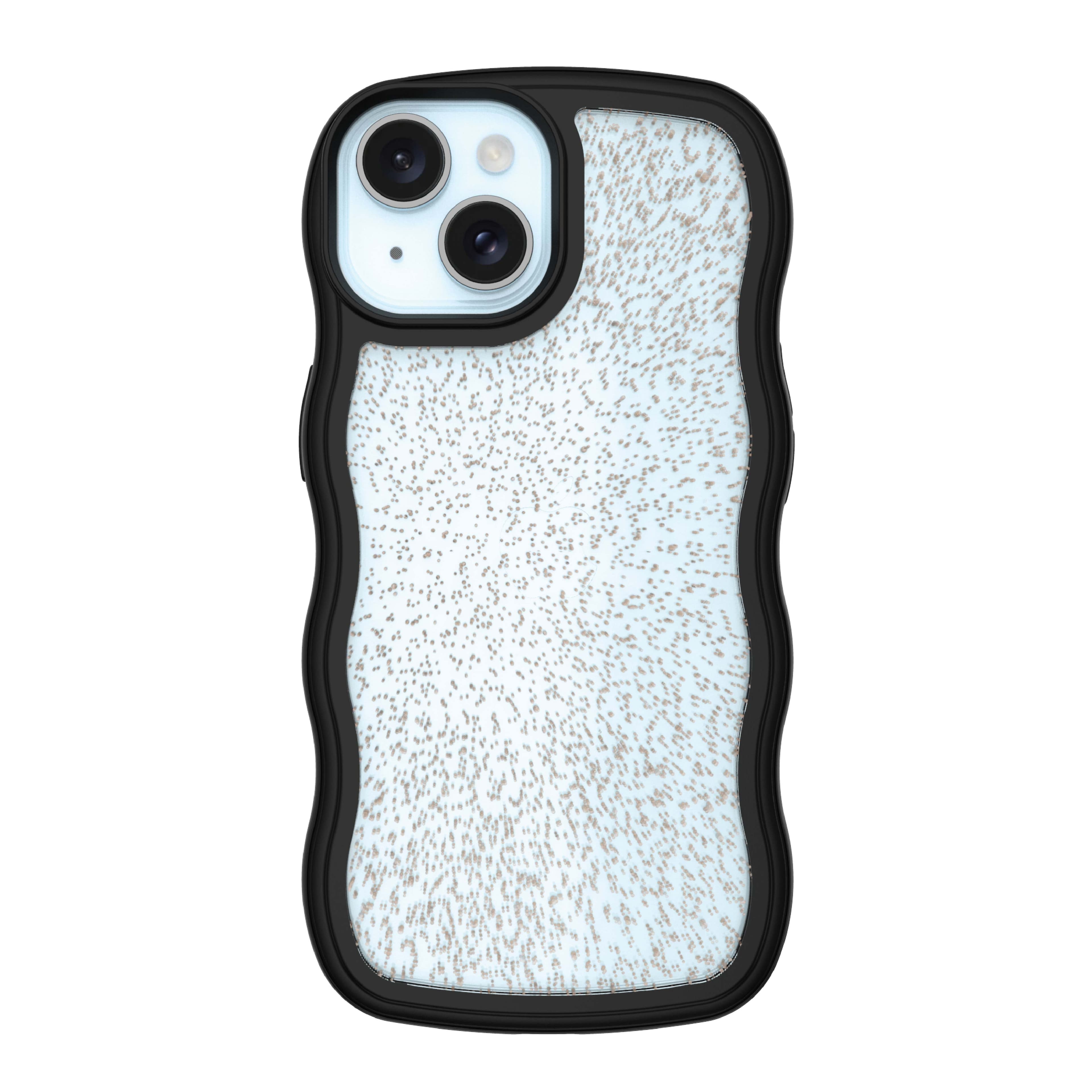 onn Wavy Grip Phone Case for iPhone 17e / iPhone 16e / iPhone 15 / iPhone 14 / iPhone 13 - Black/Gold Glitter