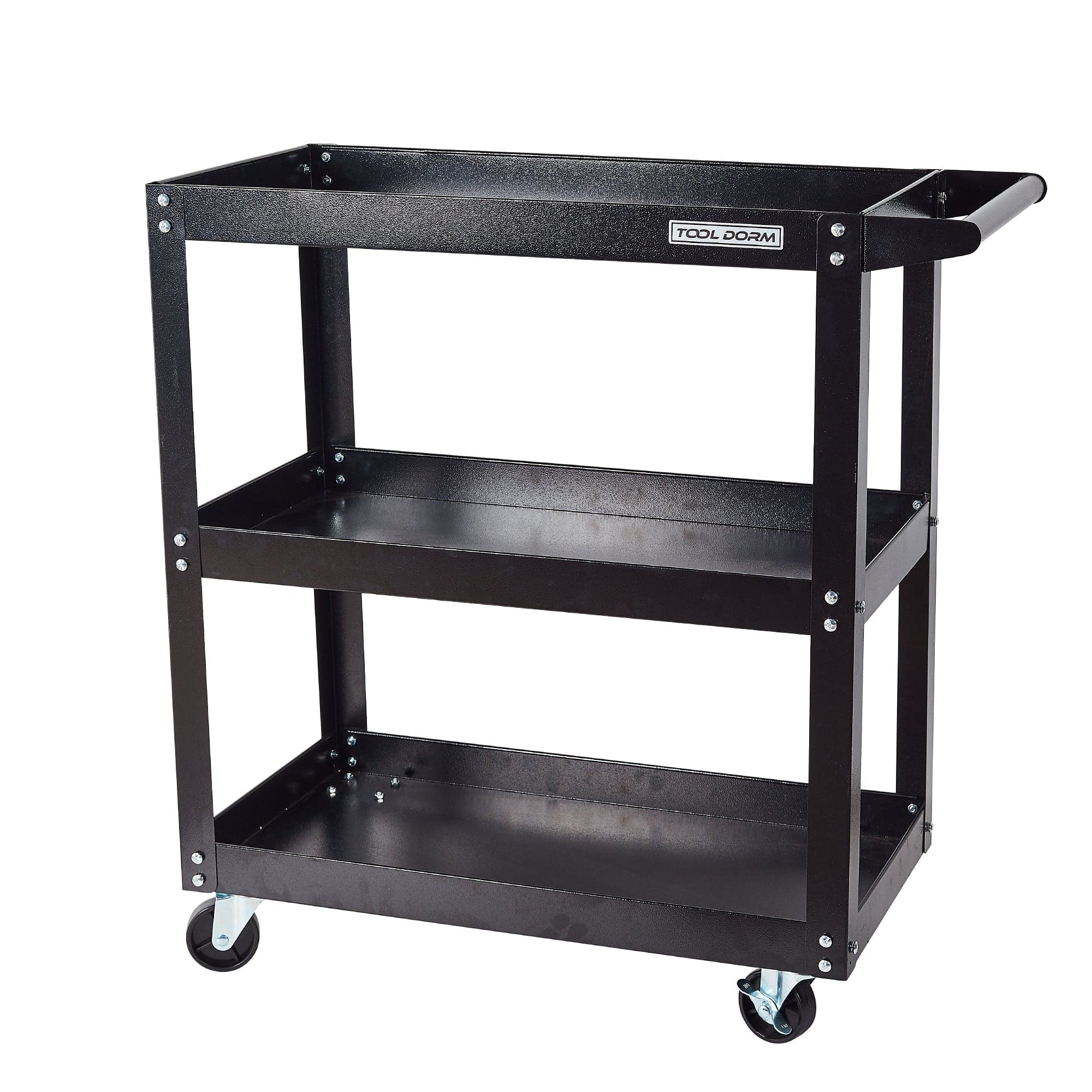 Jopath 3-Tier Rolling Tool Cart on Wheels, 450 lb Heavy Duty Utility Cart, Black