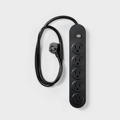 3' 5-Outlet Power Strip Extension Cord White - heyday: Flat Indoor Extension Cord, 3ft, 15A, 14 AWG, Flat Plug