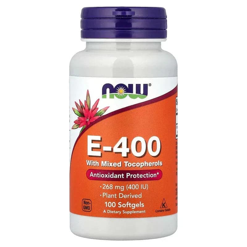 NOW Foods E-400 with Mixed Tocopherols, 268 mg (400 IU), 100 Softgels