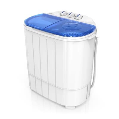 ROVSUN 11lbs Portable Washing Machine with Washer(7lbs), Spinner(4lbs) and Gravity Draining for Home RV Apartment, Blue and White