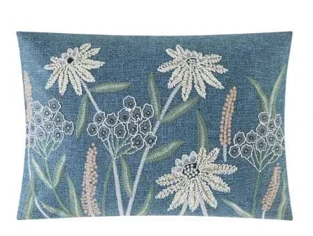 Mainstays Chambray Embroidered Botanical Decorative Pillow, 14" x 20"