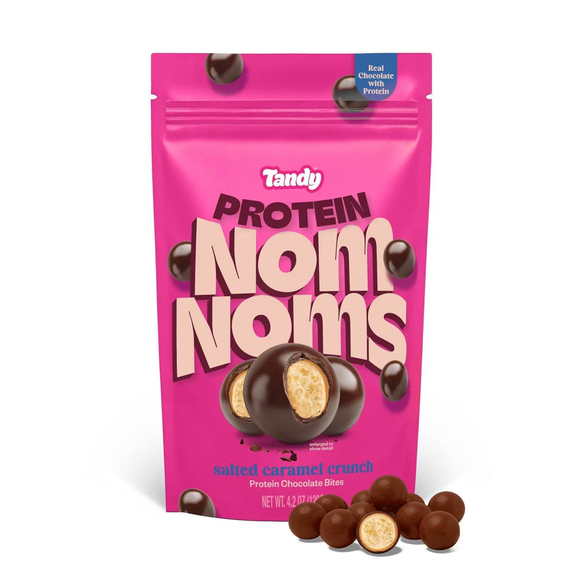 Tandy Chocolate Protein NomNoms, Salted Caramel Crunch, 4.2 oz, Pack of 6