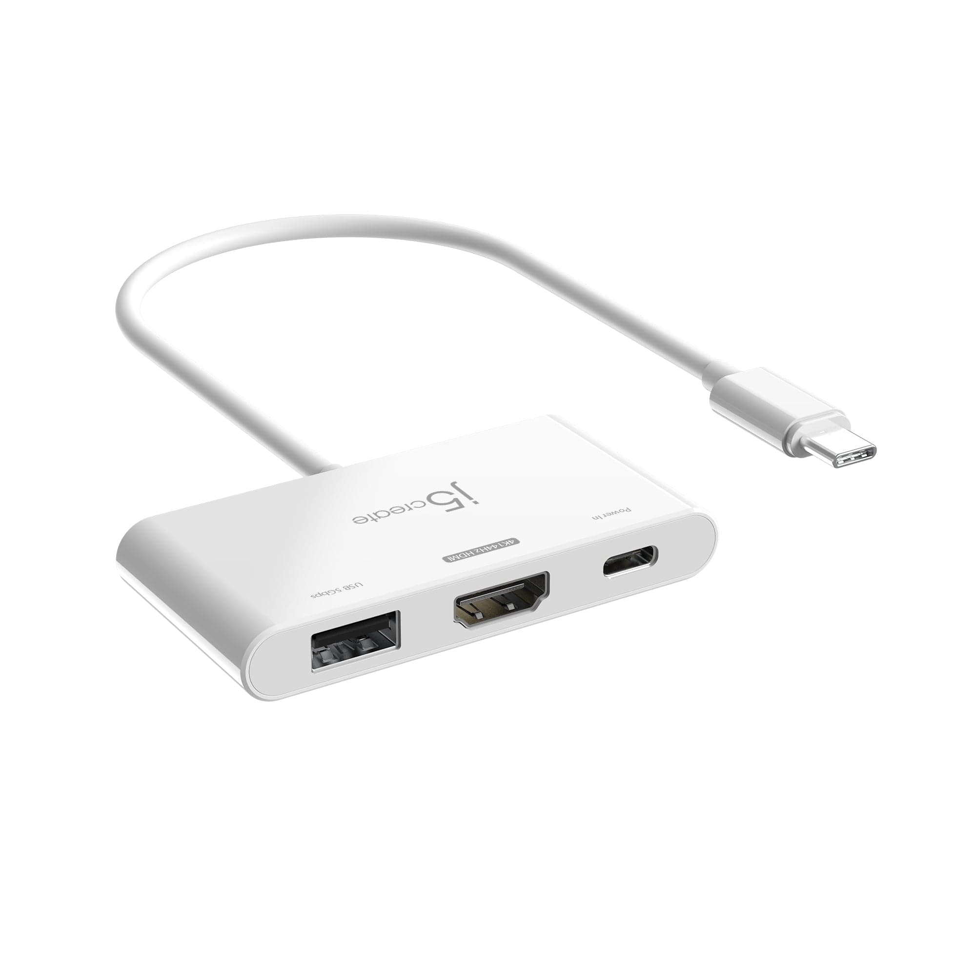 j5create JCA399 3-Port USB-C Hub with 100W Power Delivery, White