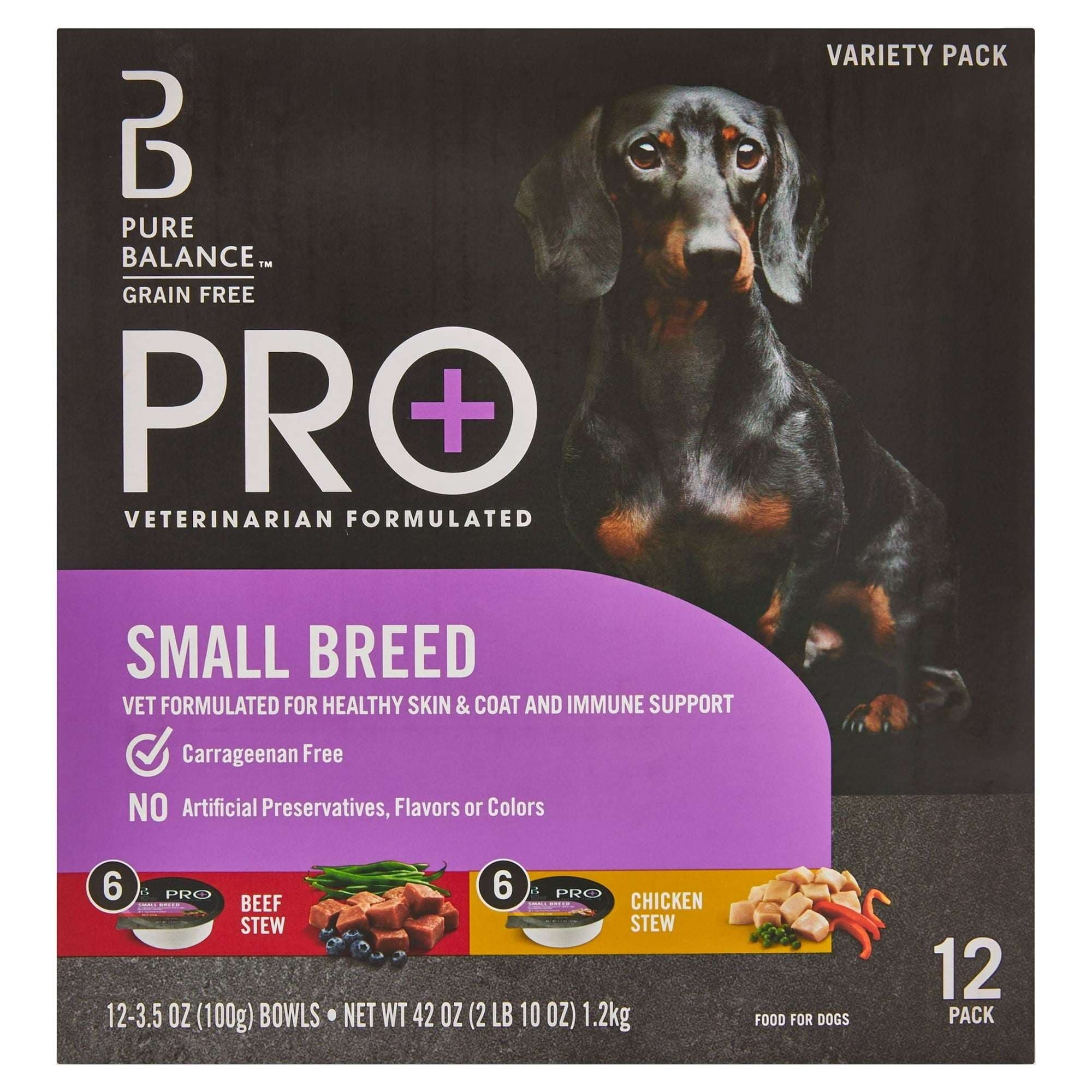 Pure Balance Pro Beef Stew & Chicken Stew for Small Breeds Wet Dog Food, 3.5 oz