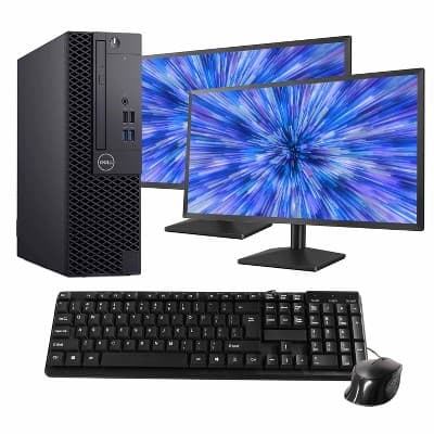 Dell 3070 Desktop Computer Bundle-Intel Core i5 9th Gen-16GB DDR4 RAM-1TB SSD-Windows 11 Pro-Dual 24" Monitors-Manufacturer Refurbished