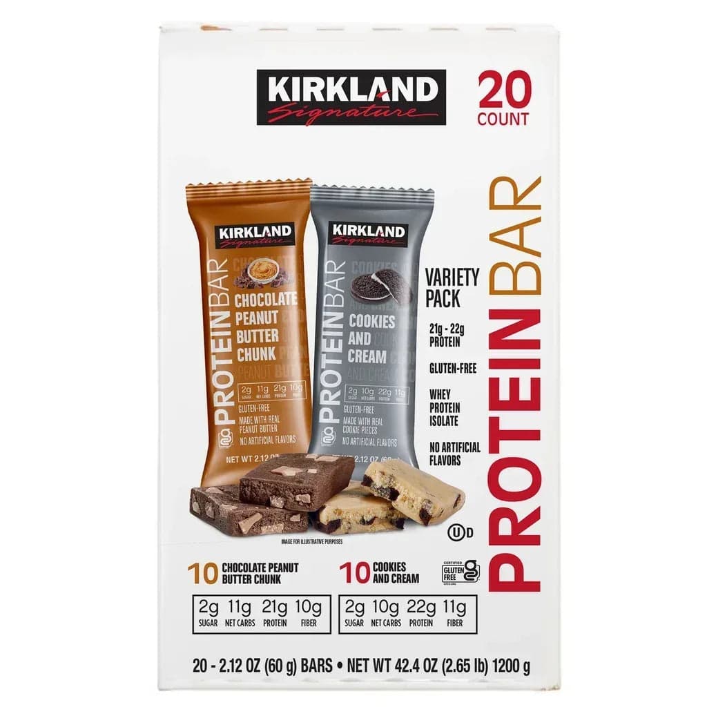 Kirkland Signature Protein Bar, Variety Pack, 2.12 oz, 20-Count