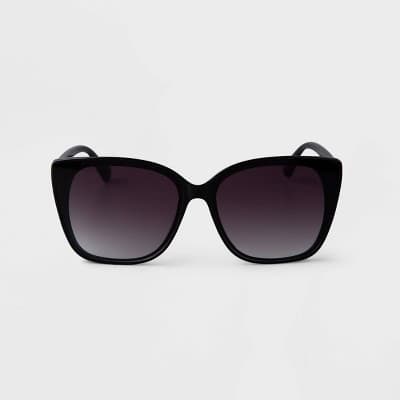 Women's Metal Oversized Cateye Sunglasses - A New Day Black: Maximum UV Protection, Recycled Plastic & Metal Frame