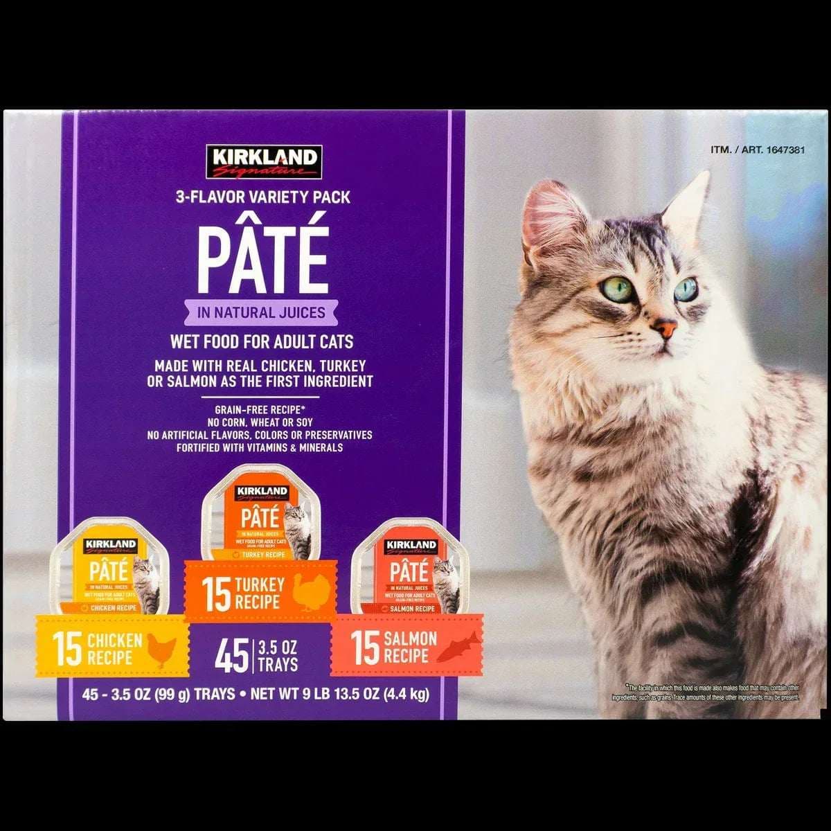 Kirkland Signature Pate Cat Food Variety Pack, 3.5 oz, 45-count