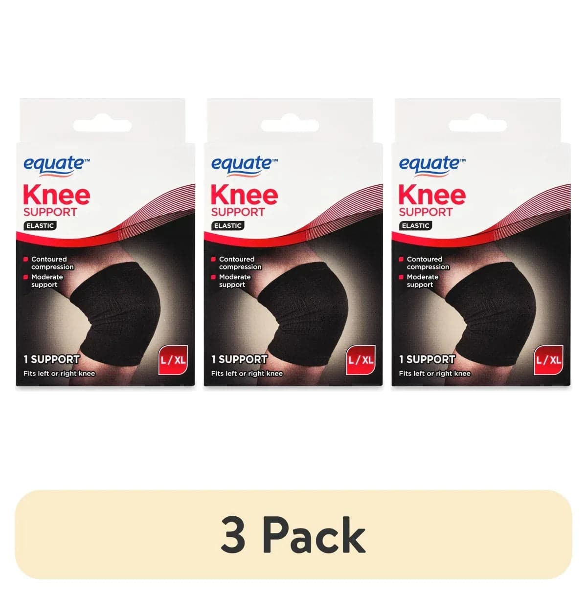 Equate Knee Compression Support Brace, Unisex, Large/Extra Large (3 Pack)