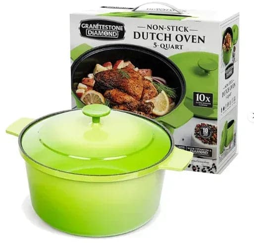 Granite Stone 5-Quart Dutch Oven with Mineral & Diamond Nonstick Coating, Green