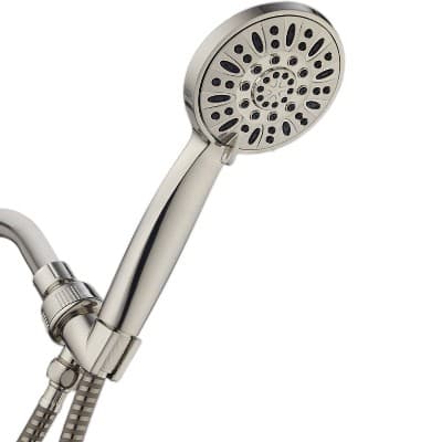 Six Setting High Pressure Luxury Handheld Shower Head Brushed Nickel - AquaDance: Multi-Function with 6ft Hose, Massage & Pause Mode