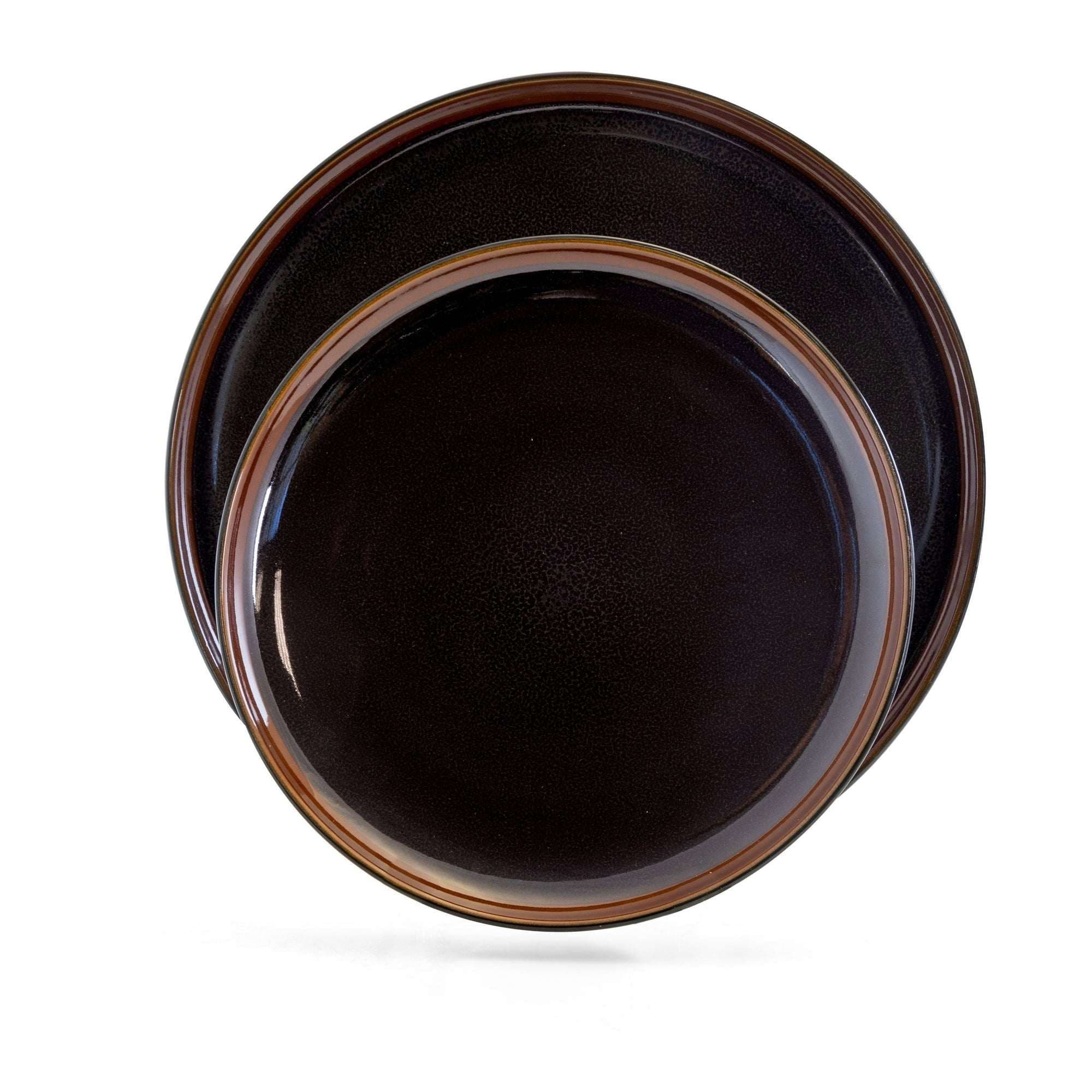 Elama Midnight Beach 16 Piece Dinnerware Set in Metallic Black