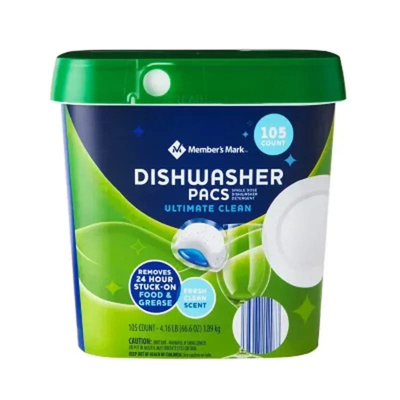 Member's Mark Ultimate Clean Automatic Dishwasher Pacs, Fresh Clean Scent, 105 Ct.