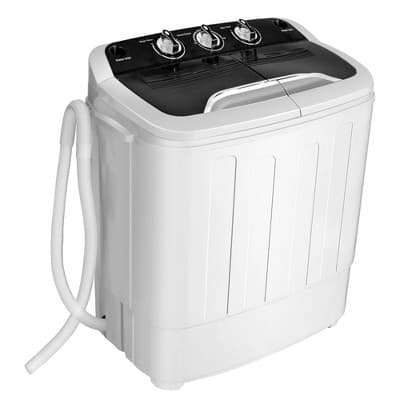 Costway 13lbs Portable Semi-Automatic Twin Tub Wash Machine W/ Built-In Drain Pump Black
