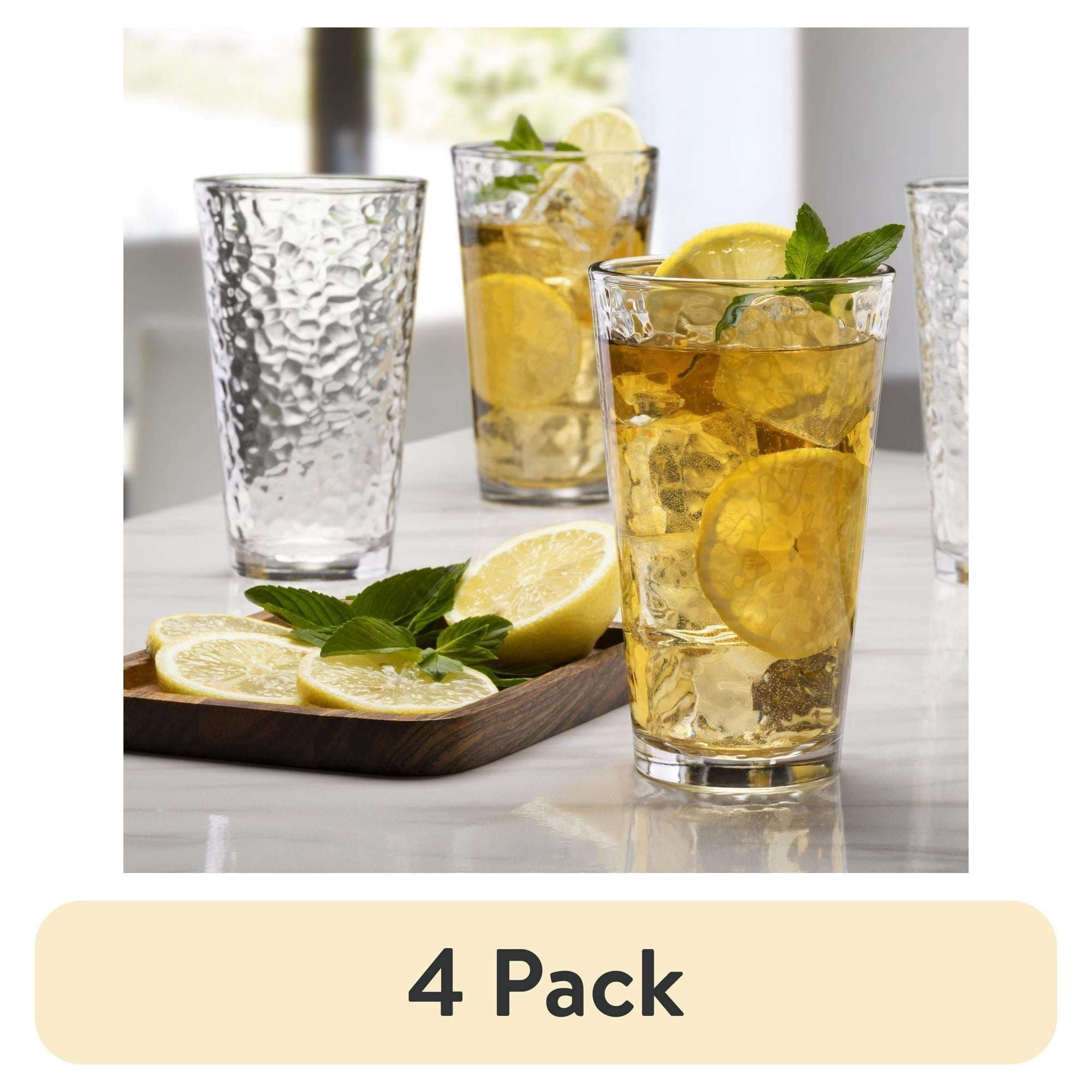 Mainstays Annesdale Glass Drinking Beverage Glasses, 16 oz, Set of 8