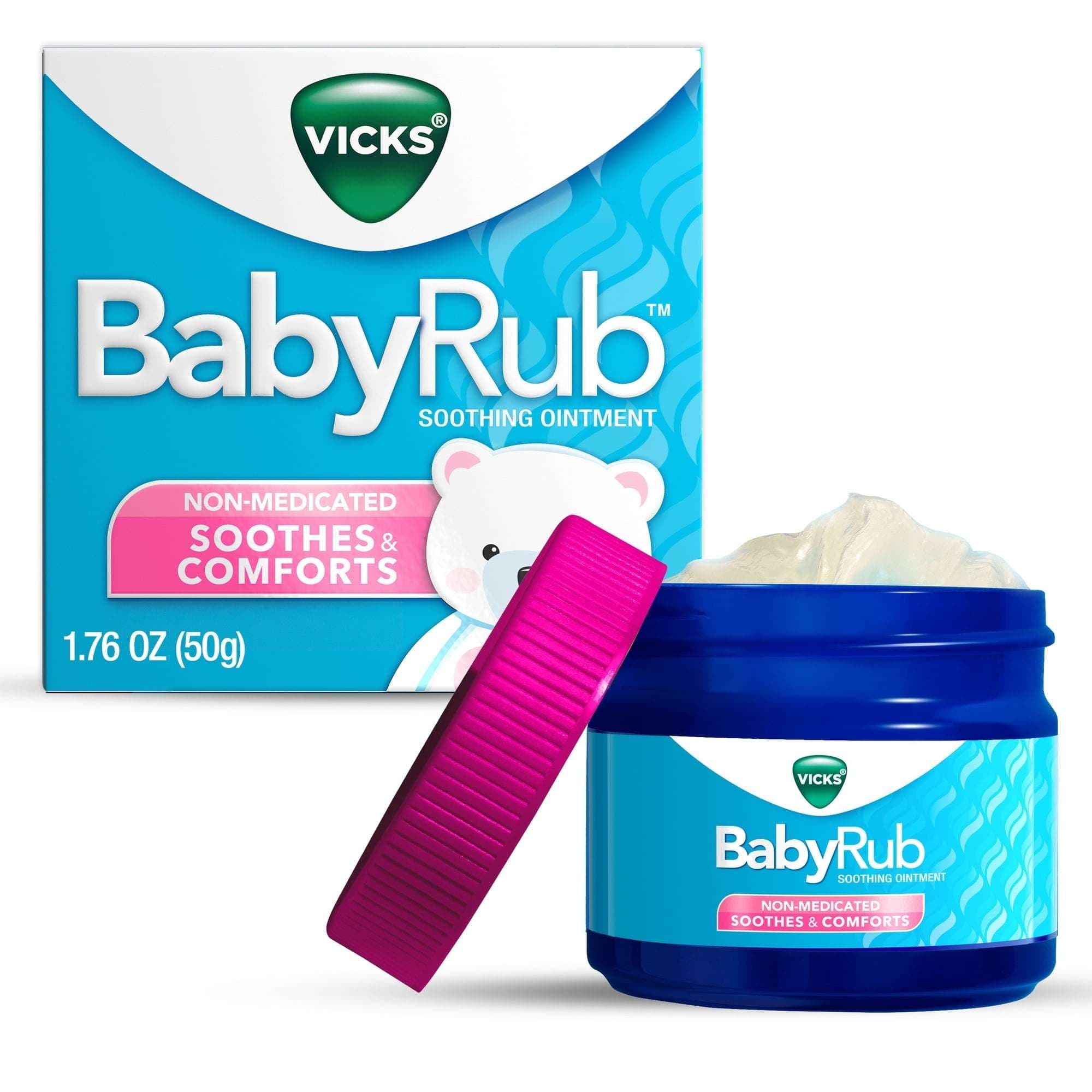 Vicks BabyRub Non-Medicated Baby Chest Rub Ointment with Soothing Eucalyptus and Lavender, 1.76 oz