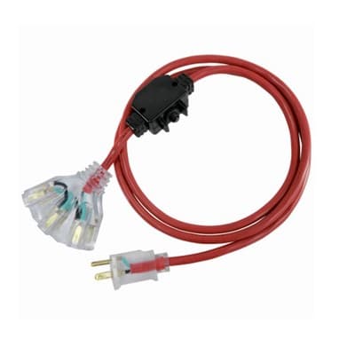 Master Electrician 25 Feet Outdoor Extension Cord with Power Indicator, Fan Tap and Inline Circuit Breaker for Tools and Home Improvement, Red