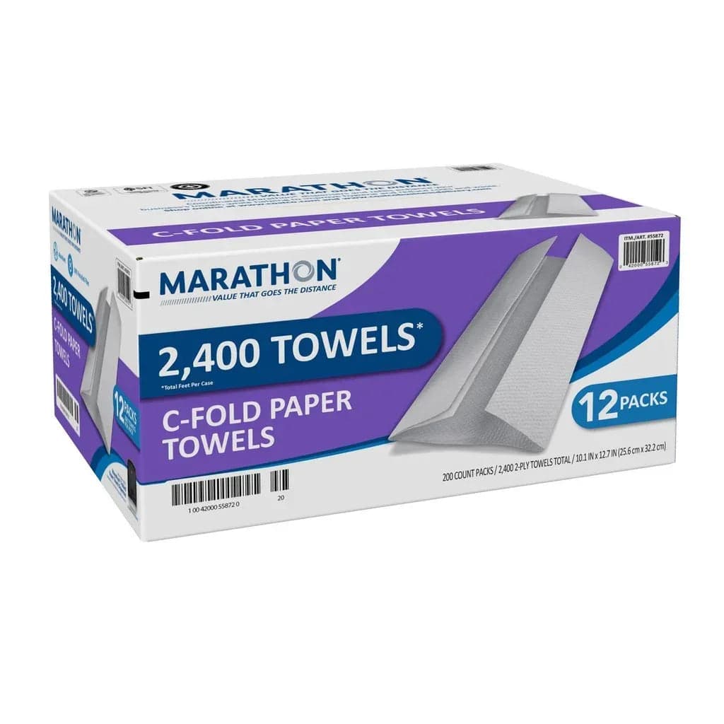 Marathon Paper Towel, C-Fold, 2-Ply, 200 Sheets, 12-count