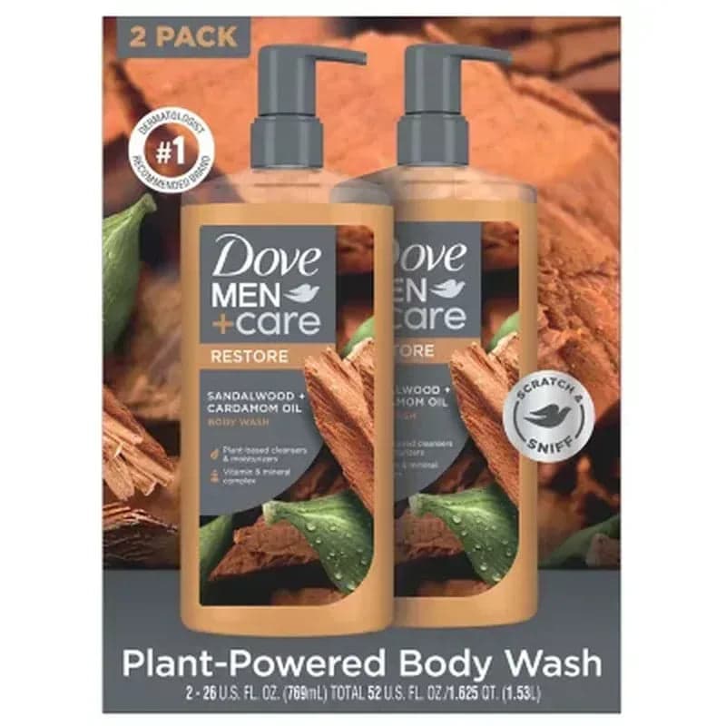Dove Men+Care Body Wash, Sandalwood (26 Fl. Oz. 2 Pk.)