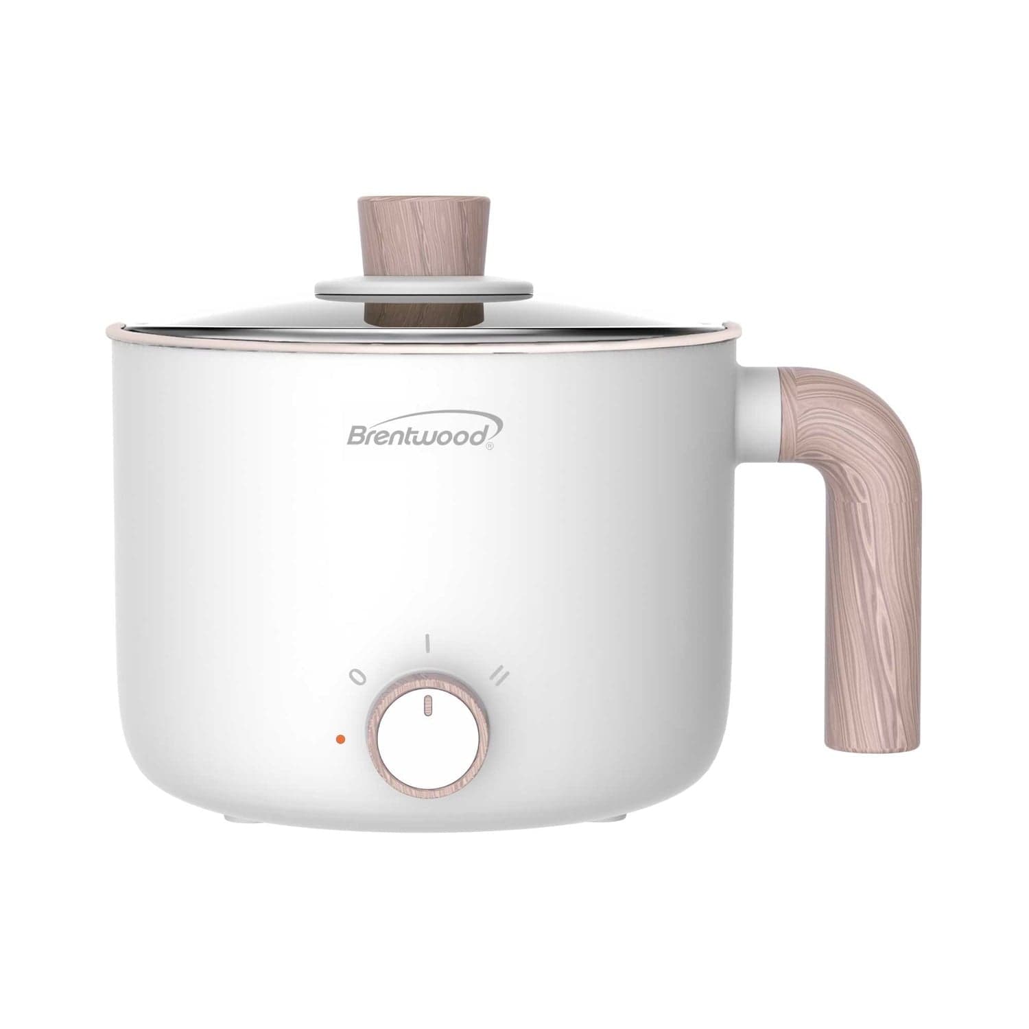 Brentwood 1.6-Qt. Multi-Function Electric Hot Pot Cooker with Ceramic Non-Stick Coating, White, HP-3170W