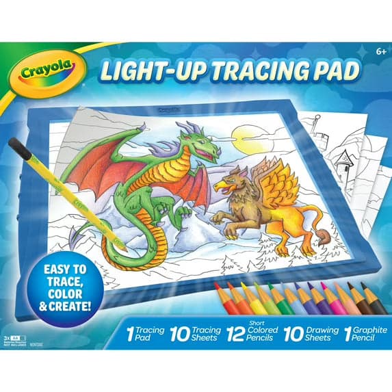 Crayola Light-Up Tracing Pad, Blue, Screen-Free Drawing Activity Kit (34 Pieces)