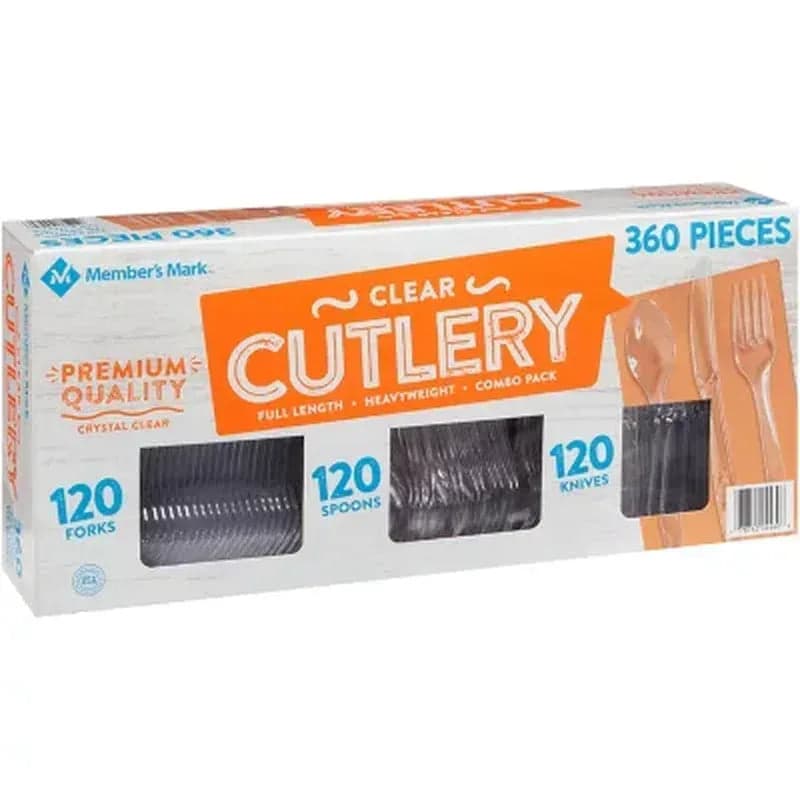 Member's Mark Clear Plastic Cutlery Combo Pack, Forks, Knives, Spoons (360 ct.)