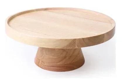 Better Homes & Gardens Rubber Wood Cake Stand, 12.52 in Dia x 5 in H, Natural Wood Color