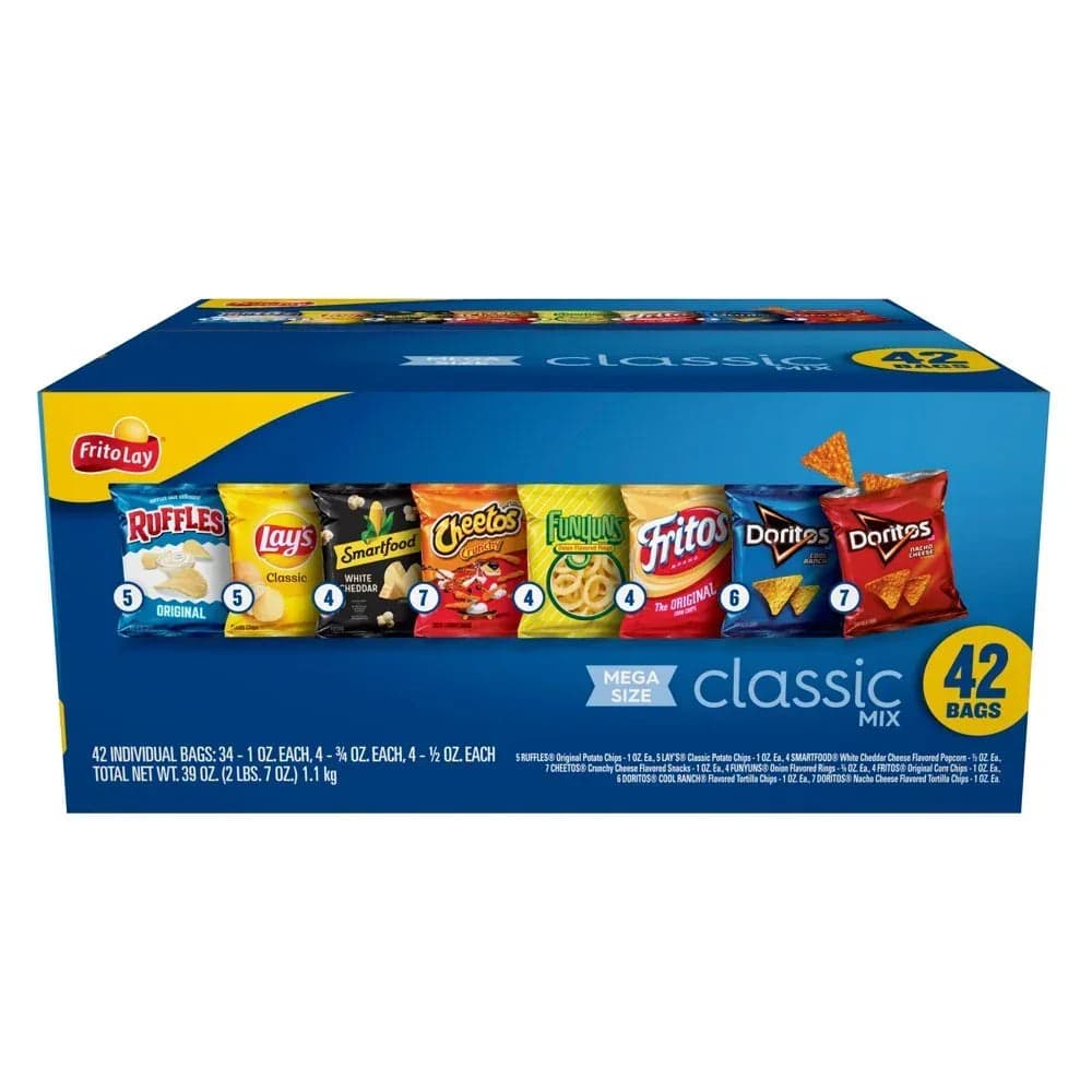 Frito-Lay Classic Mix Variety Pack Snack Chips, 42 Count Multipack