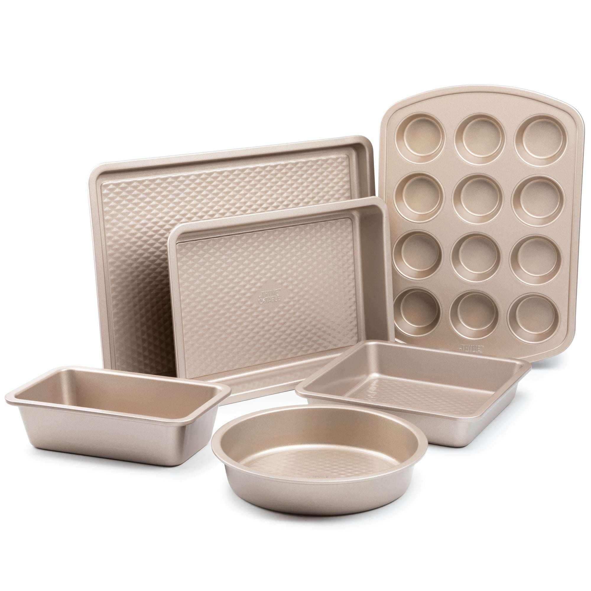 Thyme & Table Non-Stick Aluminized Steel Baking 6 Piece Set, Champagne Gold