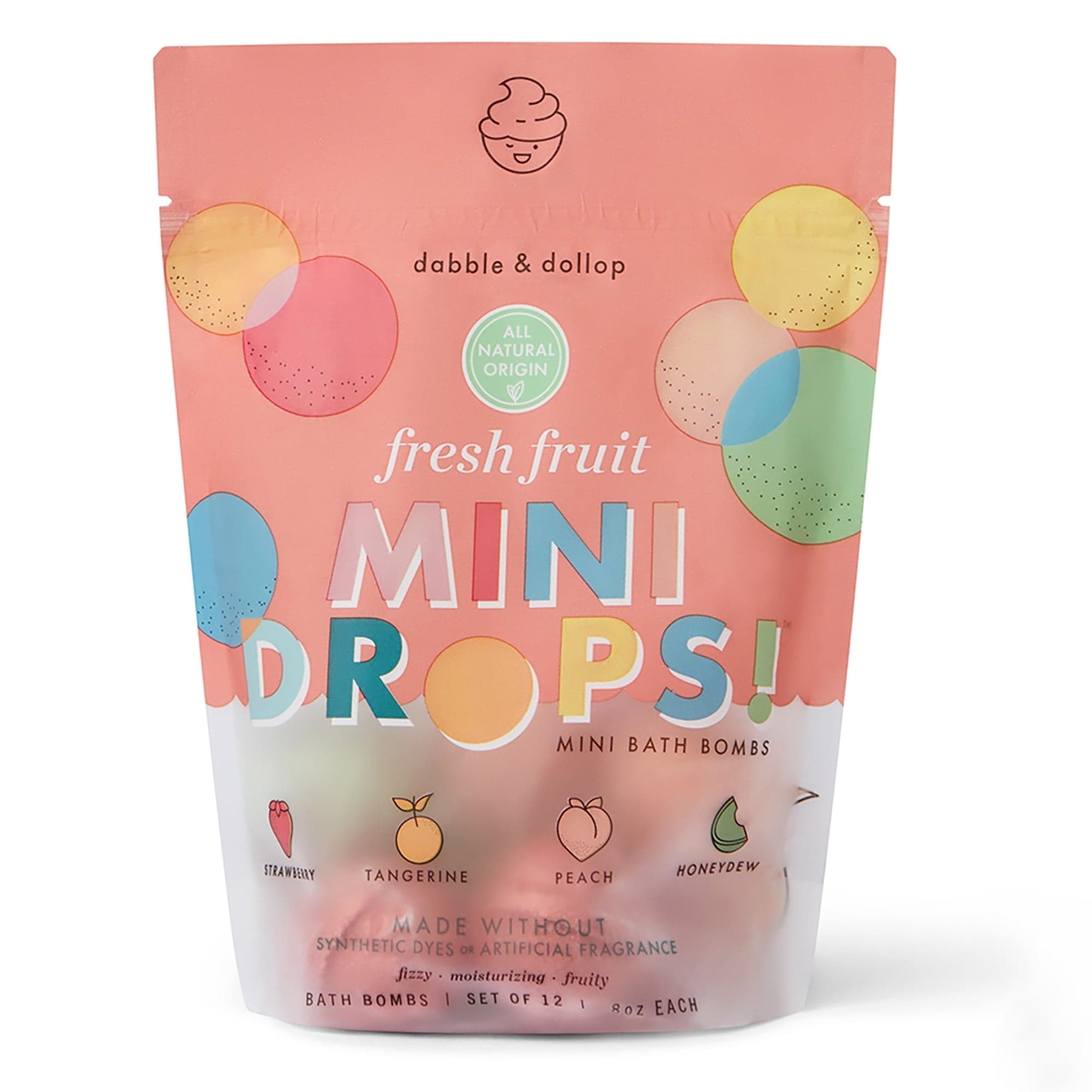 Dabble & Dollop Mini Bath Bombs, Fresh Fruit, 12 Pack