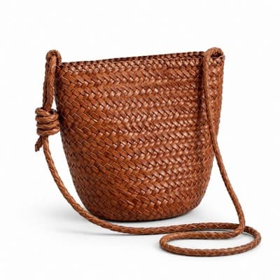 Alilang Woven Crossbody Bucket Bag - Stylish Summer Shoulder Purse for Vacation - Brown