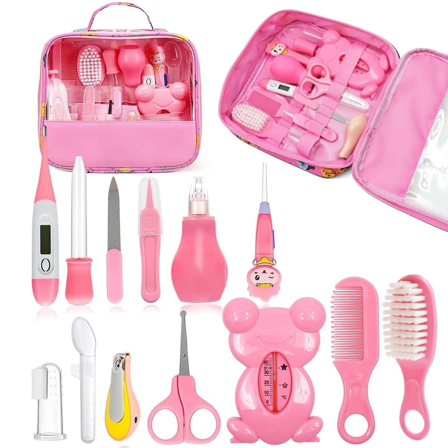 BUSATIA Baby Grooming Kit, 13 in 1 Infant Safety Care Set (Pink)