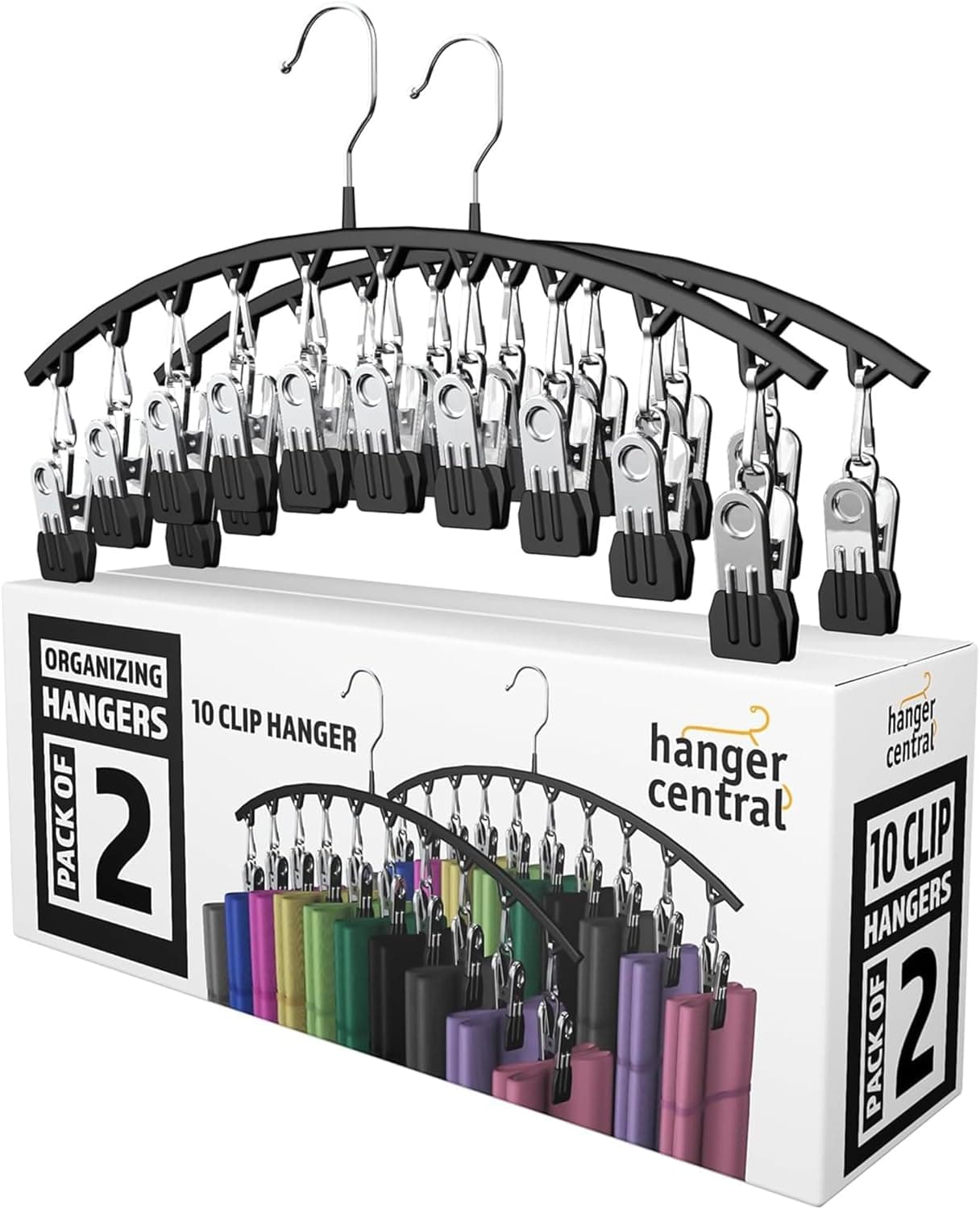 Hanger Central 2 Pack Non Slip Legging Hangers with 10 Clips