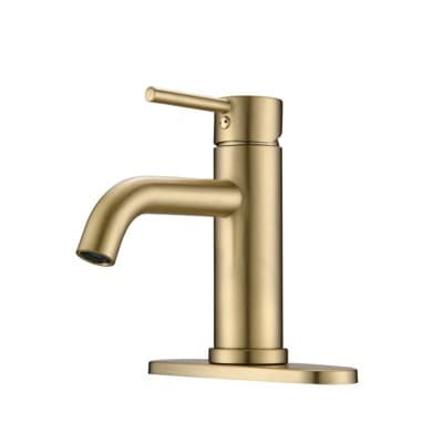 PROOX Single Handle Single Hole Bathroom Faucet with Deckplate Included in Brushed Gold