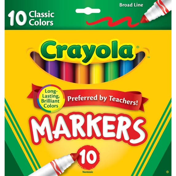 Crayola Broad Line Markers, Classic Colors, 10 Count
