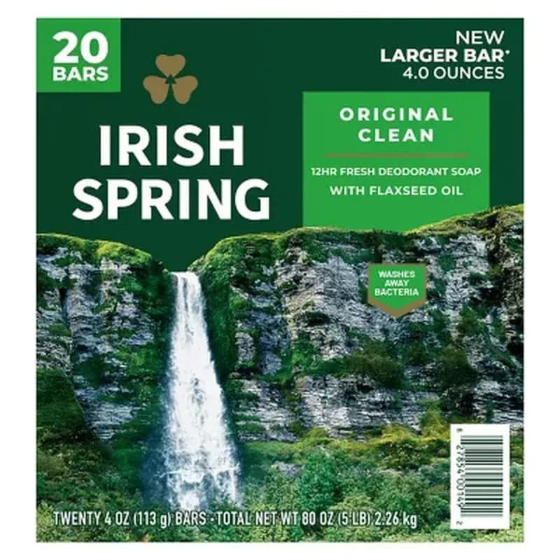 Irish Spring Bar Soap, Original Clean (4 Oz., 20 Ct.)