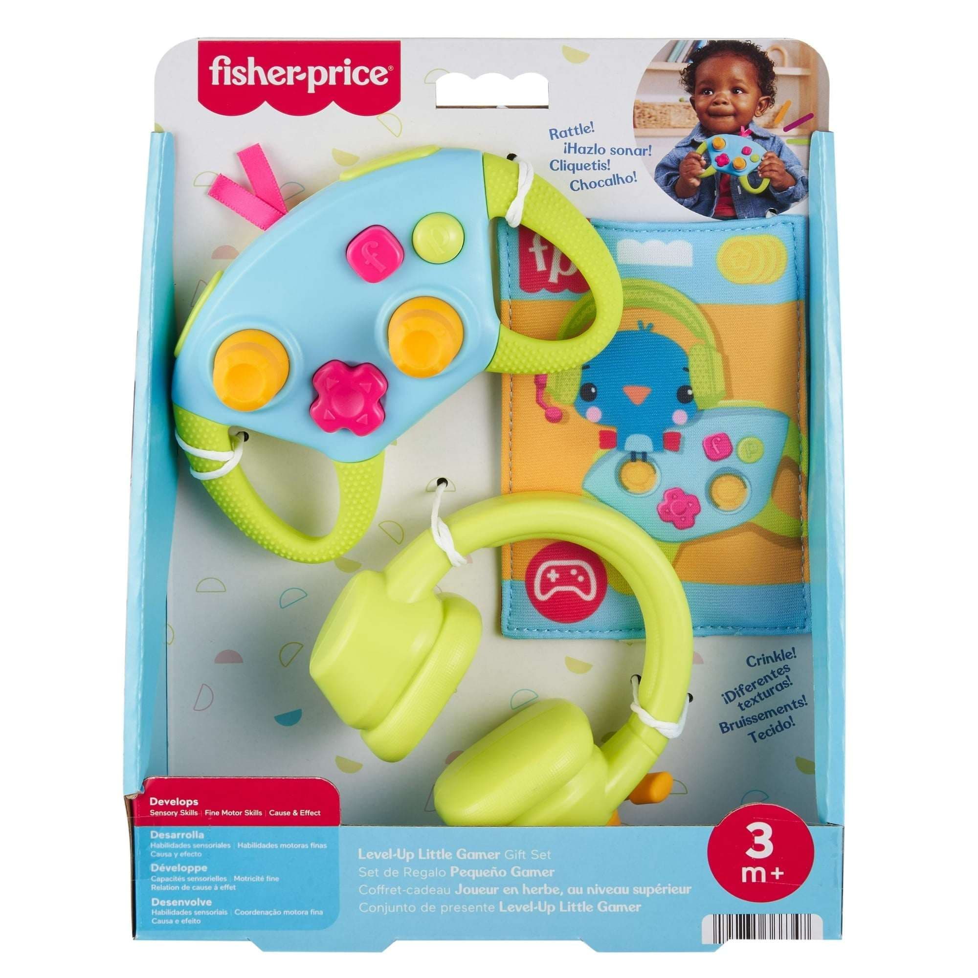 Fisher-Price Level-Up Little Gamer Gift Set, 3 Baby Sensory Activity Toys for Newborns