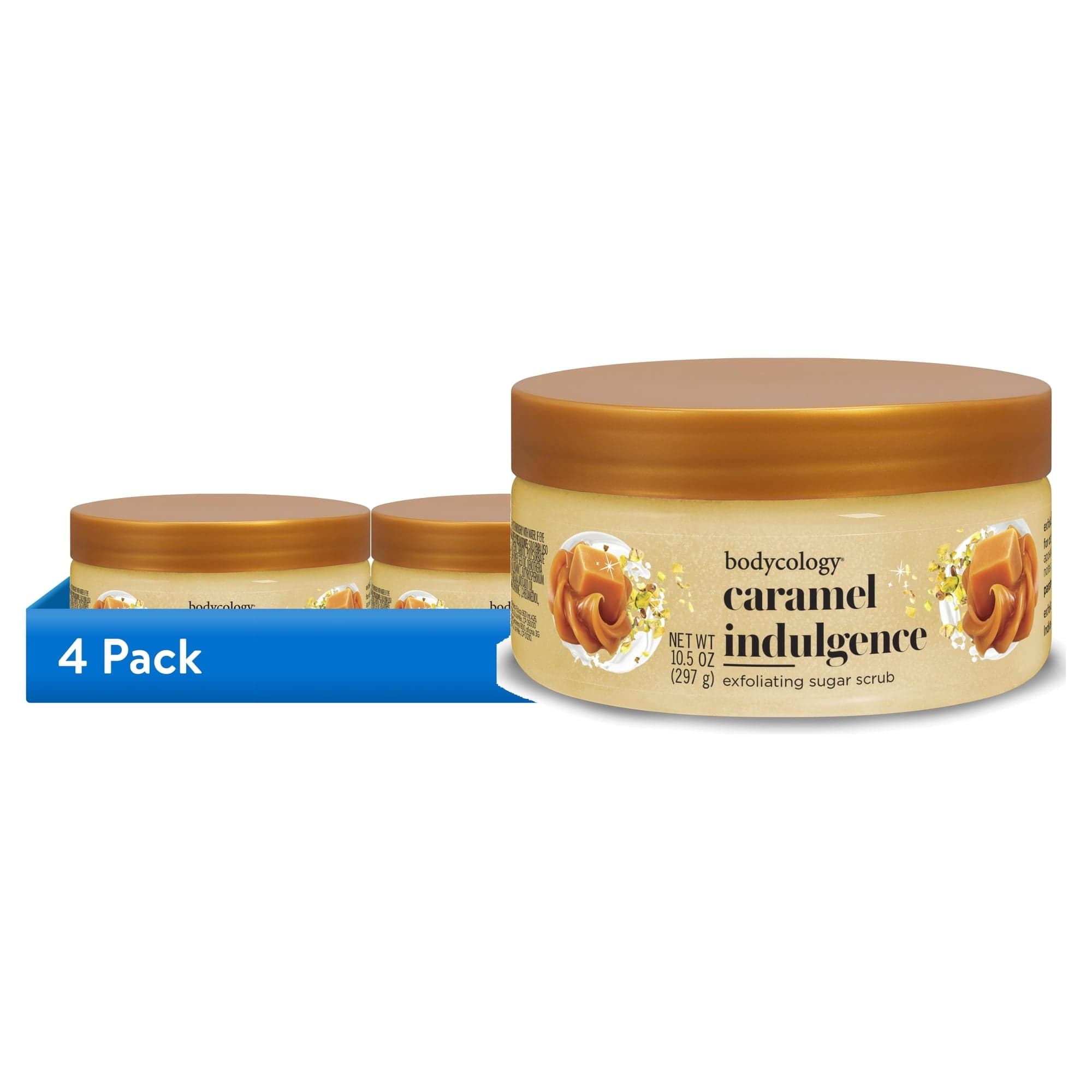 Bodycology Exfoliating Sugar Scrub, Caramel Indulgence, 10.5 oz (4 Pack)
