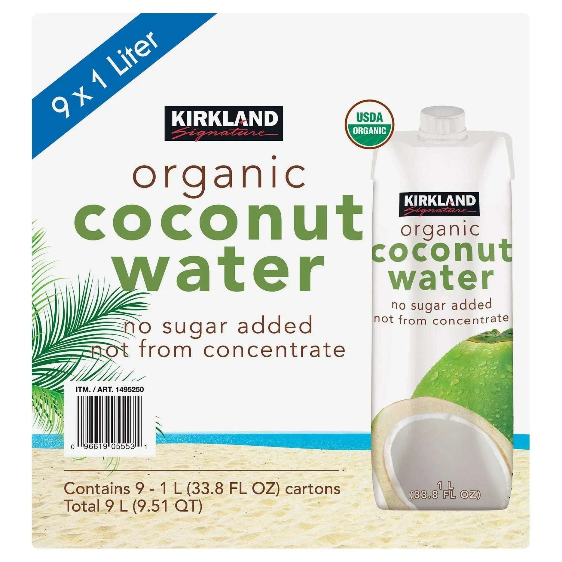 Kirkland Signature Organic Coconut Water, 33.8 fl oz, 9-count