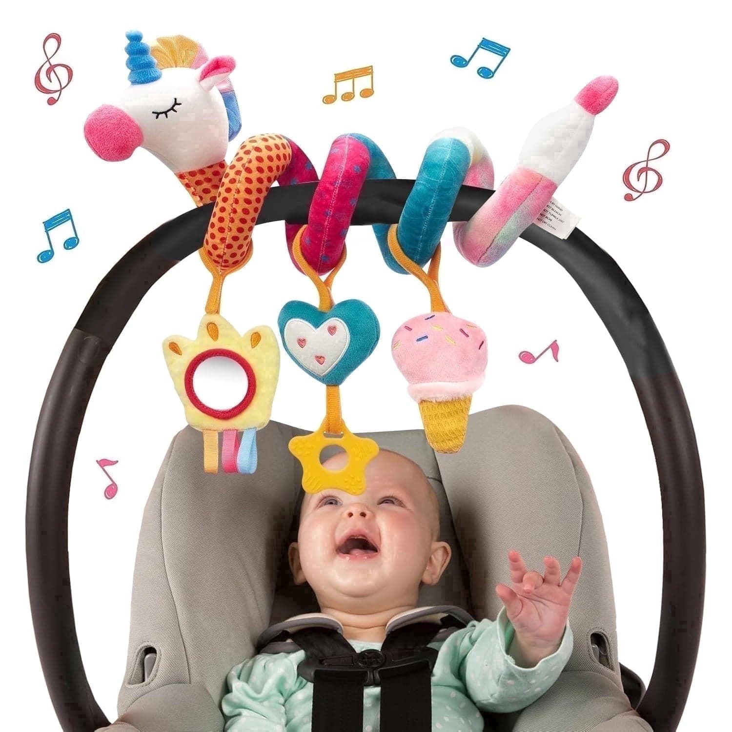 Car Seat Toys for Baby Girl 0-6 Months, Infant Stroller Toys, Newborn Girl Gifts for 0-24 Months