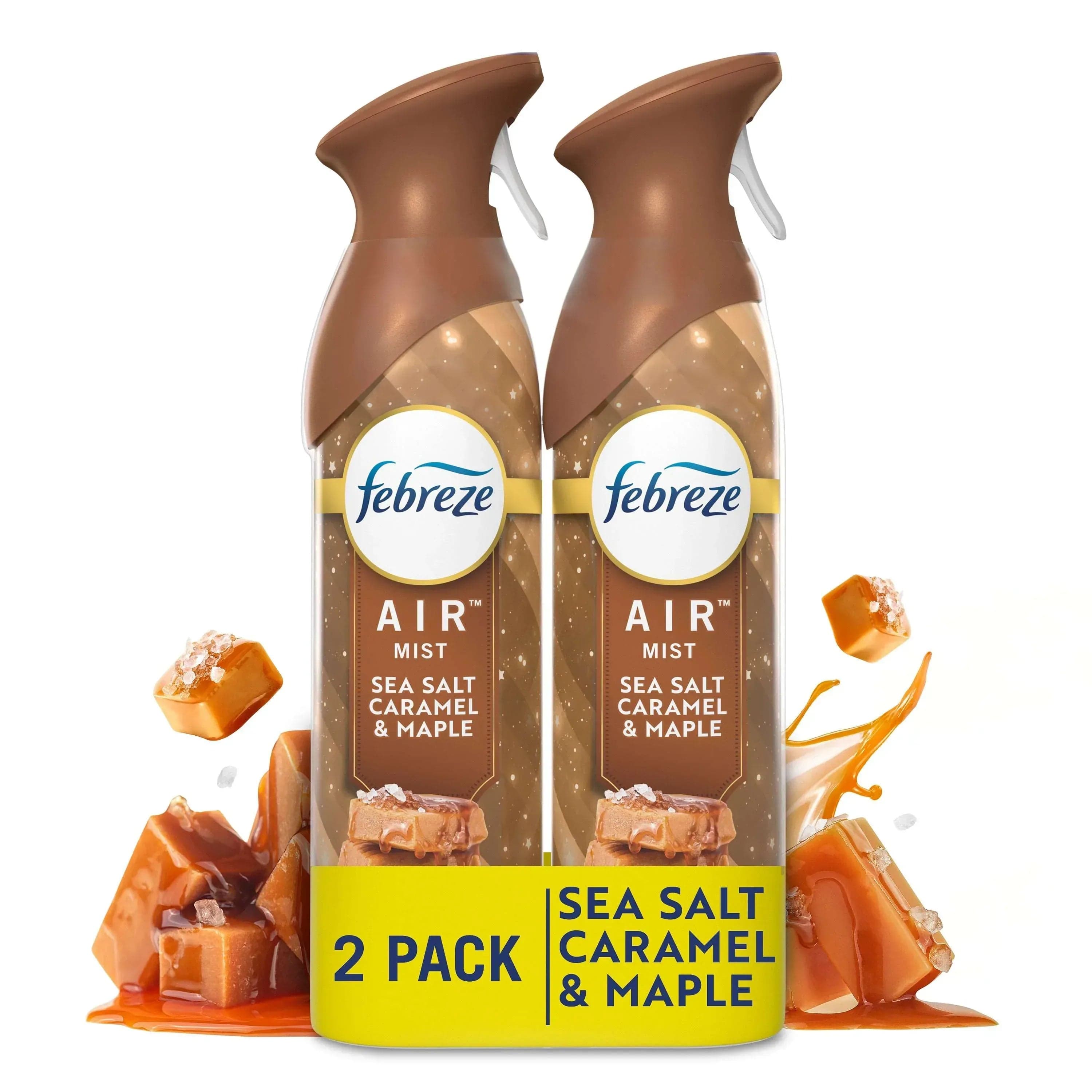 Febreze Air Mist Odor-Fighting Air Freshener, Sea Salt Caramel & Maple, 8.8 oz Aerosol, Pack of 2