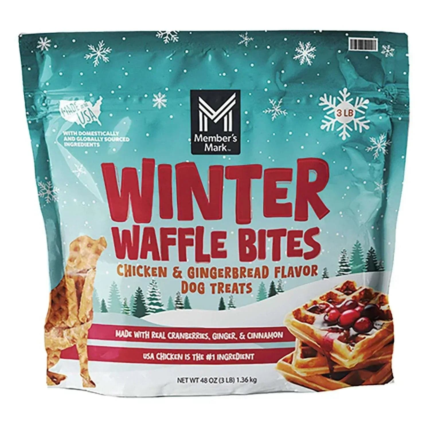 Member's Mark Winter Waffles Chicken & Gingerbread Flavor Dog Treats, 3 lb