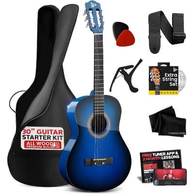 Pyle 30'' 6-String Classical Acoustic Guitar for Beginners and Adults with Accessory Kit (Blue Burst) - PGACMS30BLU.5