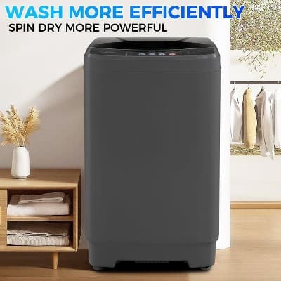 YOUNGFIT Portable Washing Machine 2.8Cu.ft, 20Lbs Compact Washer with Drain Pump,10 Programs&8 Water Levels,LED Display for Apartment Dorm, Gray White