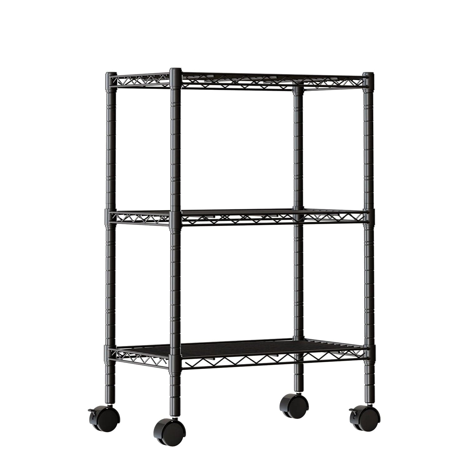 edx 3 Tier Metal Shelving Unit, 23.62"W x 13.78"D x 30"H, Height Adjustable Wire Storage Shelves, Holds Up to 750 LBS, Black