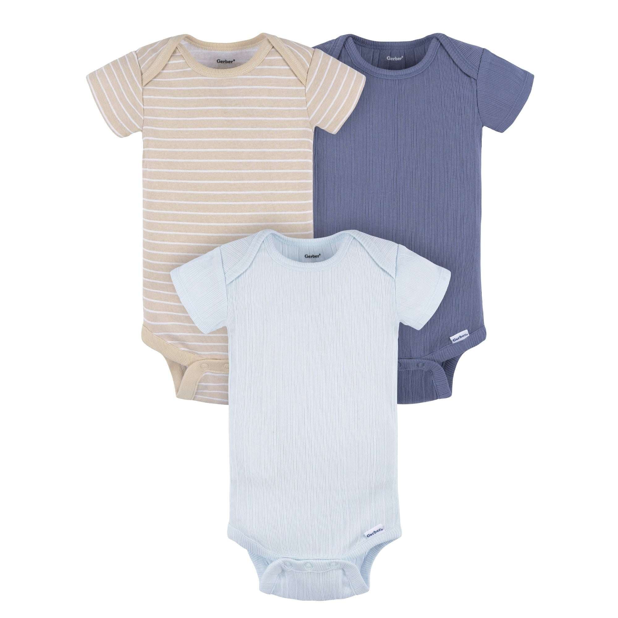 Gerber Baby Neutral Short Sleeve Onesies, 3-Pack